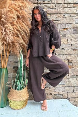 Annie Cushion Cotton Laurie Blouse Chocolate 